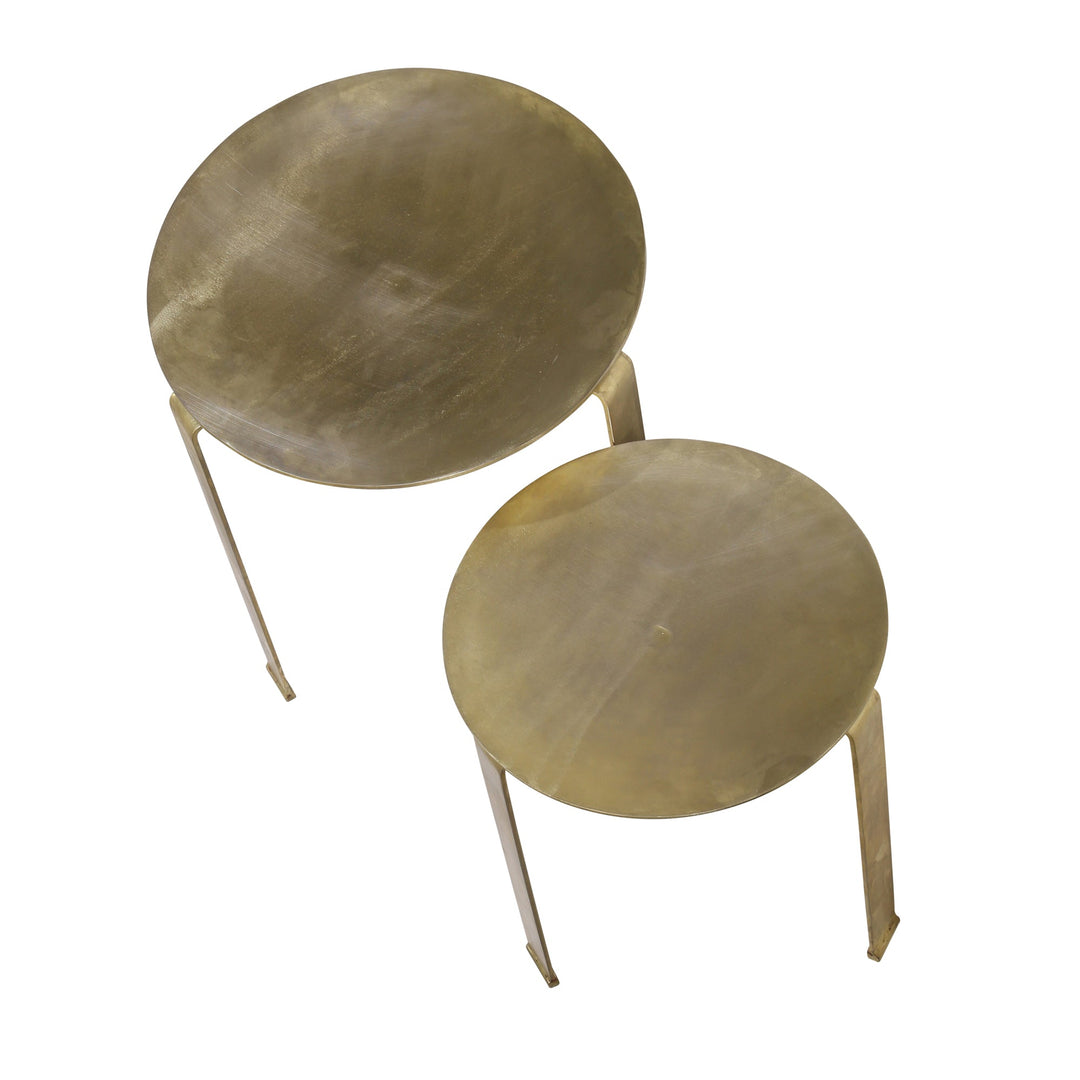 S/2 IRON SIDE TABLES, GOLD
