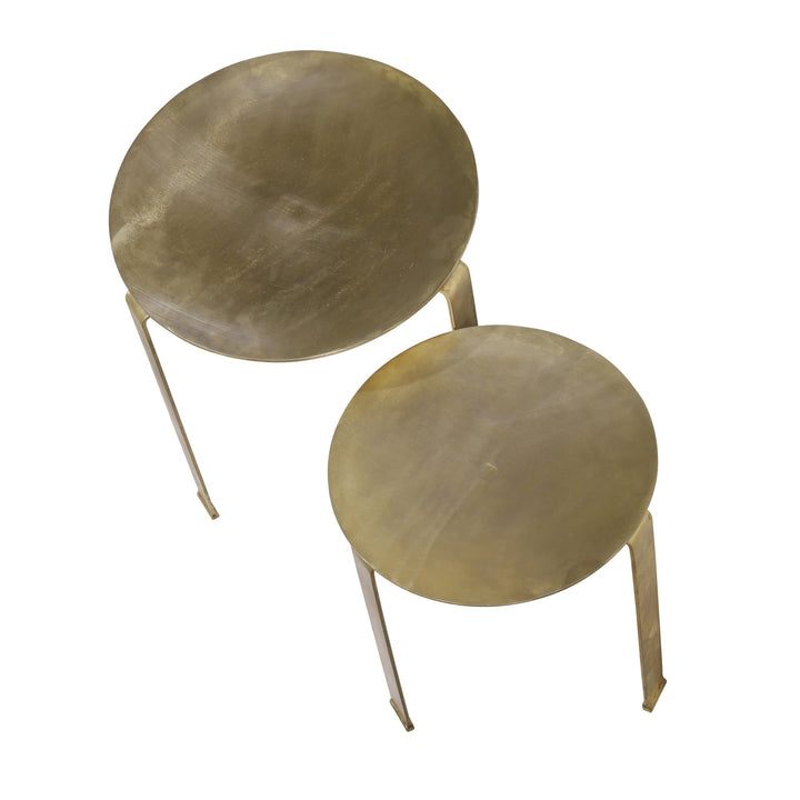 S/2 IRON SIDE TABLES, GOLD