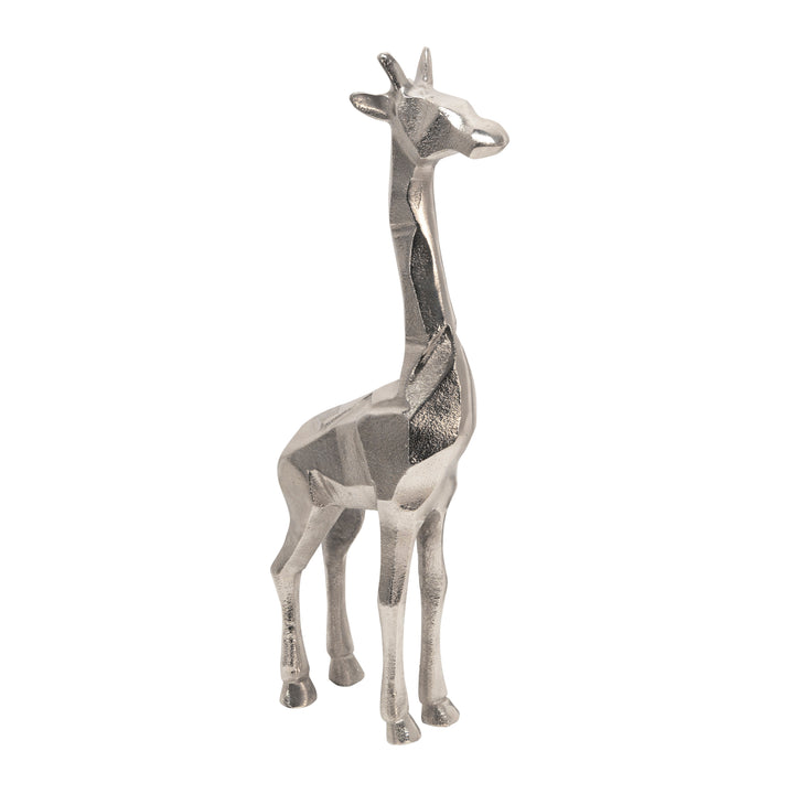 ALUMINUM STANDING GIRAFFE, 15"SILVER