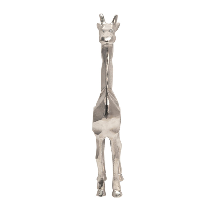 ALUMINUM STANDING GIRAFFE, 15"SILVER