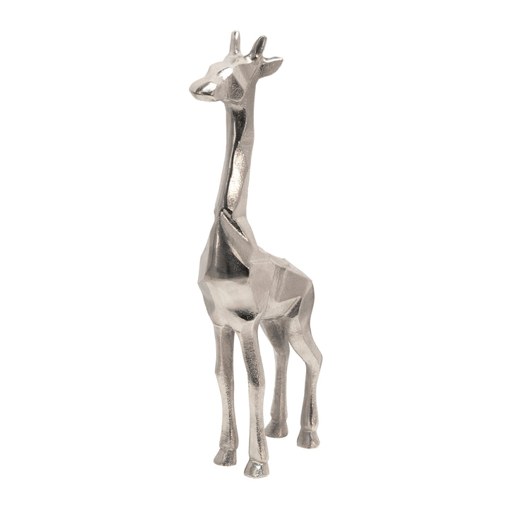 ALUMINUM STANDING GIRAFFE, 15"SILVER