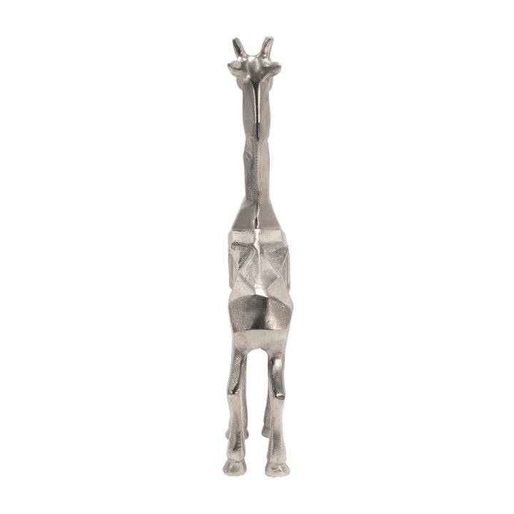 ALUMINUM STANDING GIRAFFE, 15"SILVER