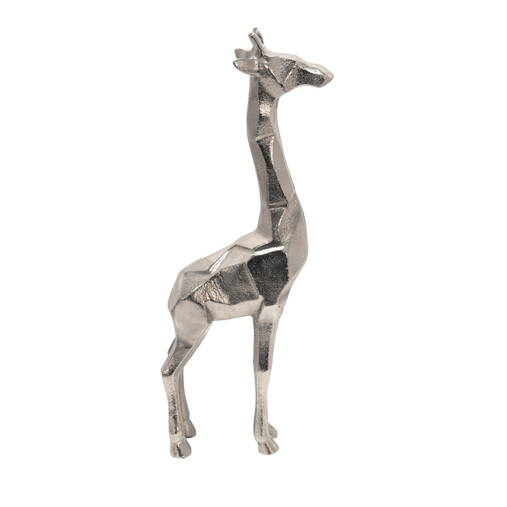 ALUMINUM STANDING GIRAFFE, 15"SILVER