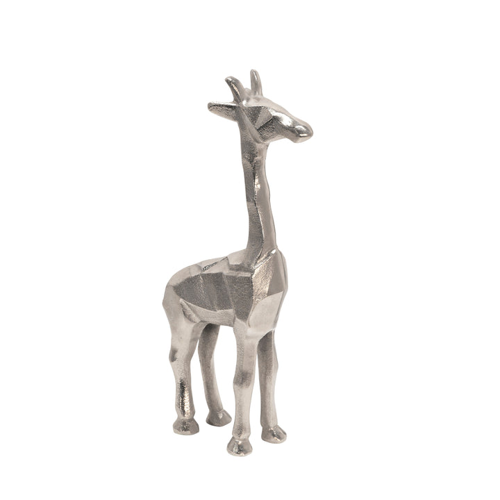 ALUMINUM STANDING GIRAFFE, 12"SILVER