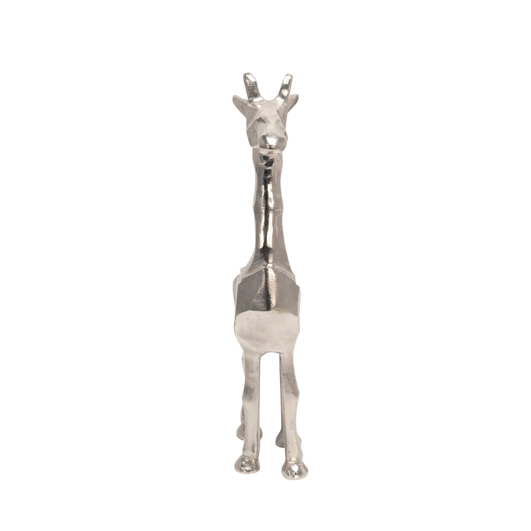 ALUMINUM STANDING GIRAFFE, 12"SILVER