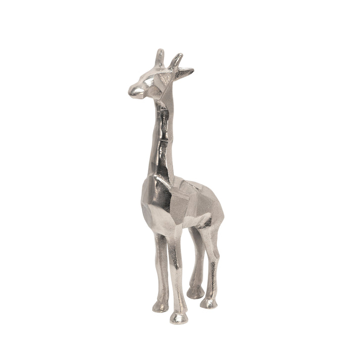 ALUMINUM STANDING GIRAFFE, 12"SILVER