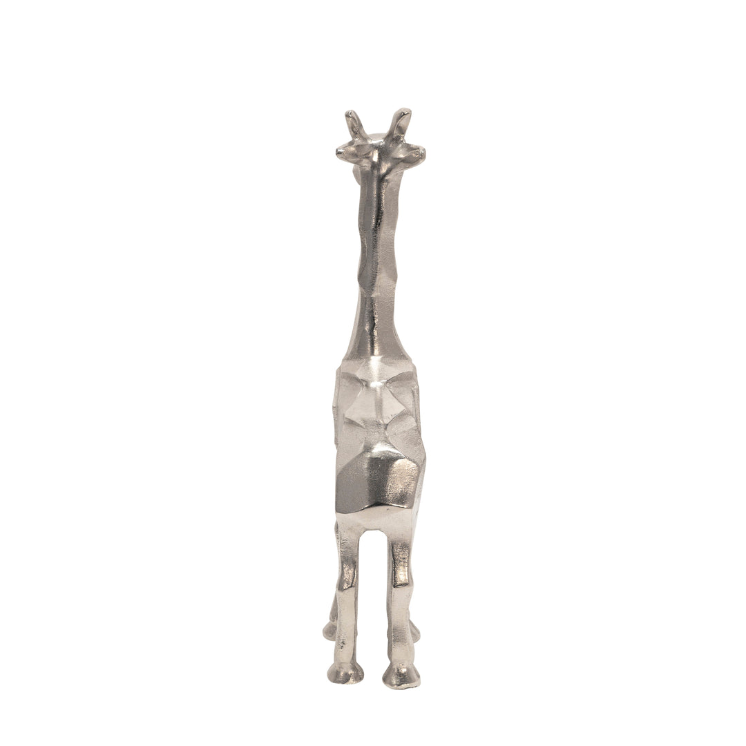 ALUMINUM STANDING GIRAFFE, 12"SILVER