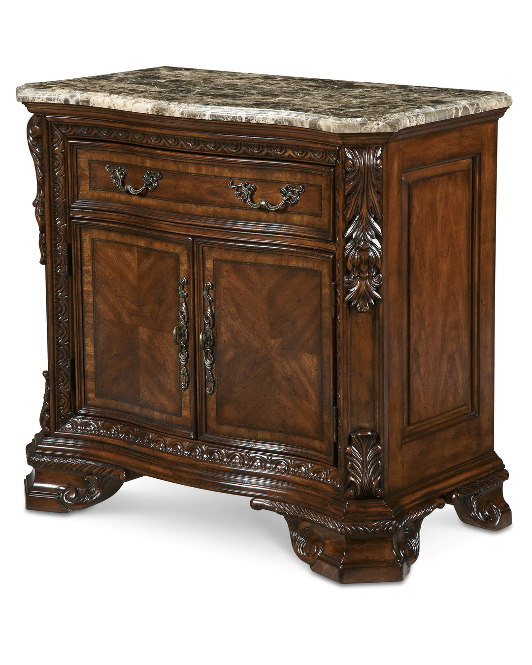 Old World Marble Top Nightstand