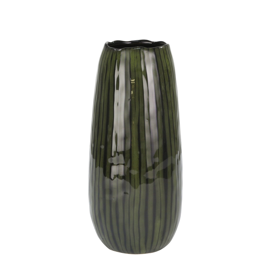 CERAMIC 13.25" VASE, GREEN