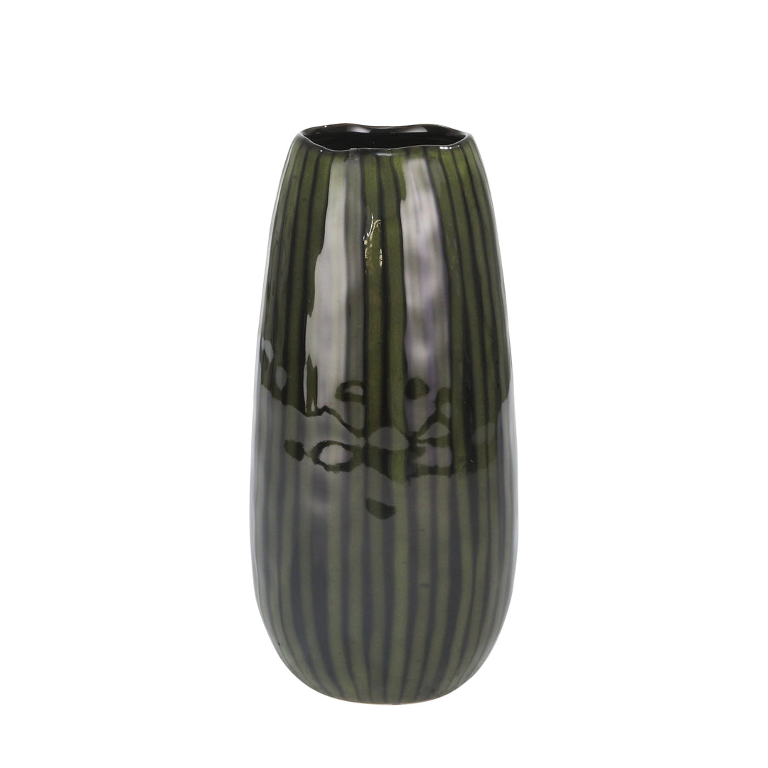 CERMAIC 11" VASE, GREEN