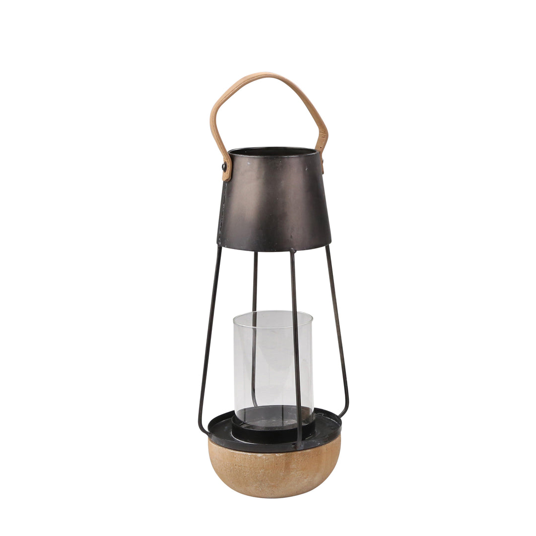 METAL 18.75" LANTERN, BLACK