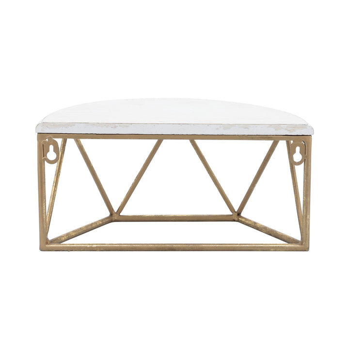 WOOD / METAL 12" L DEMILUNE WALL SHELF, WHITE