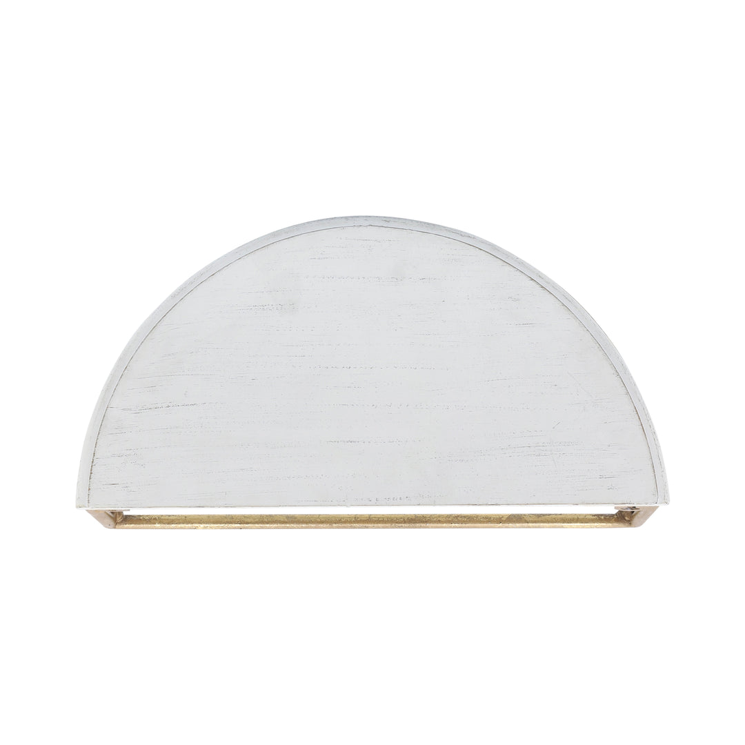 WOOD / METAL 12" L DEMILUNE WALL SHELF, WHITE