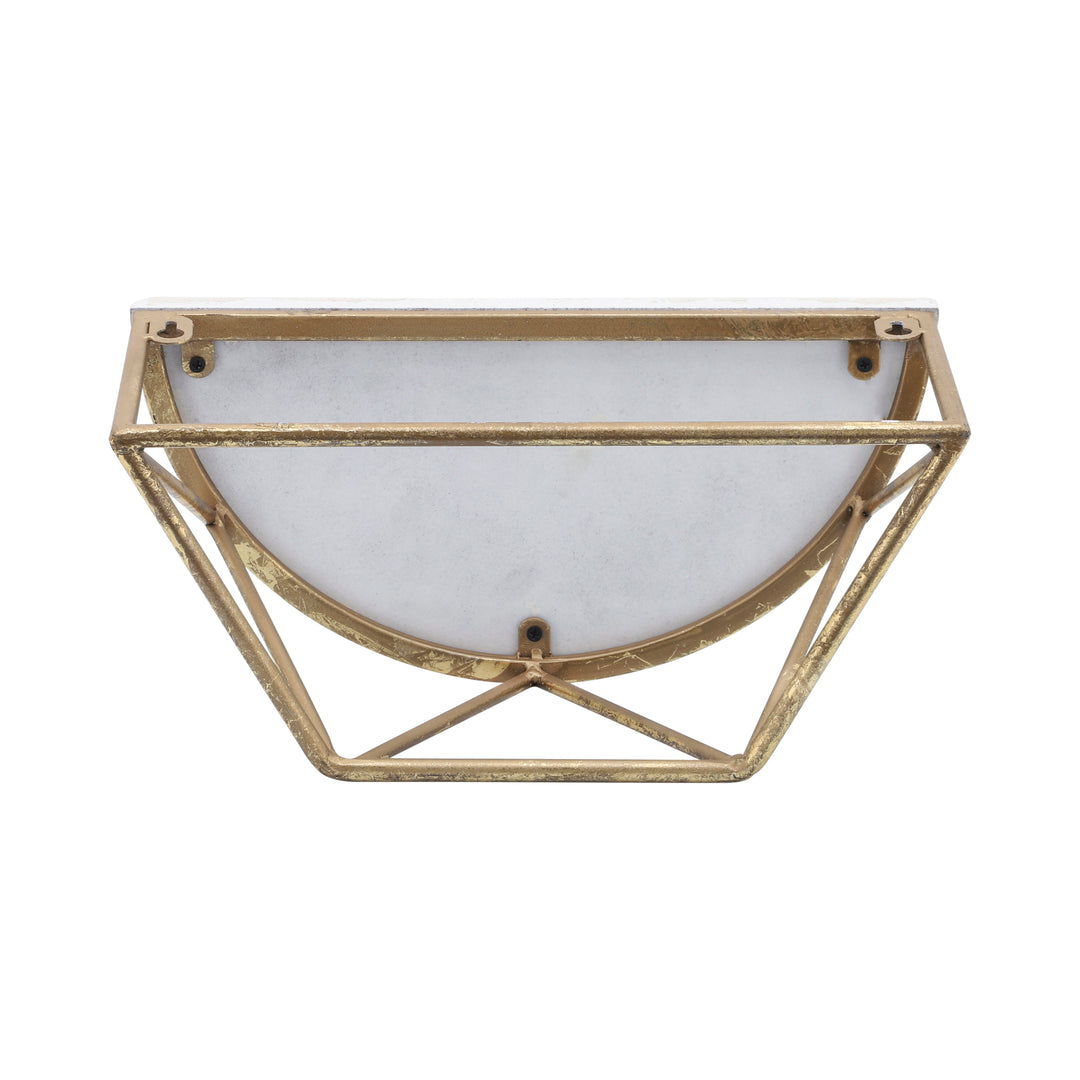 WOOD / METAL 12" L DEMILUNE WALL SHELF, WHITE