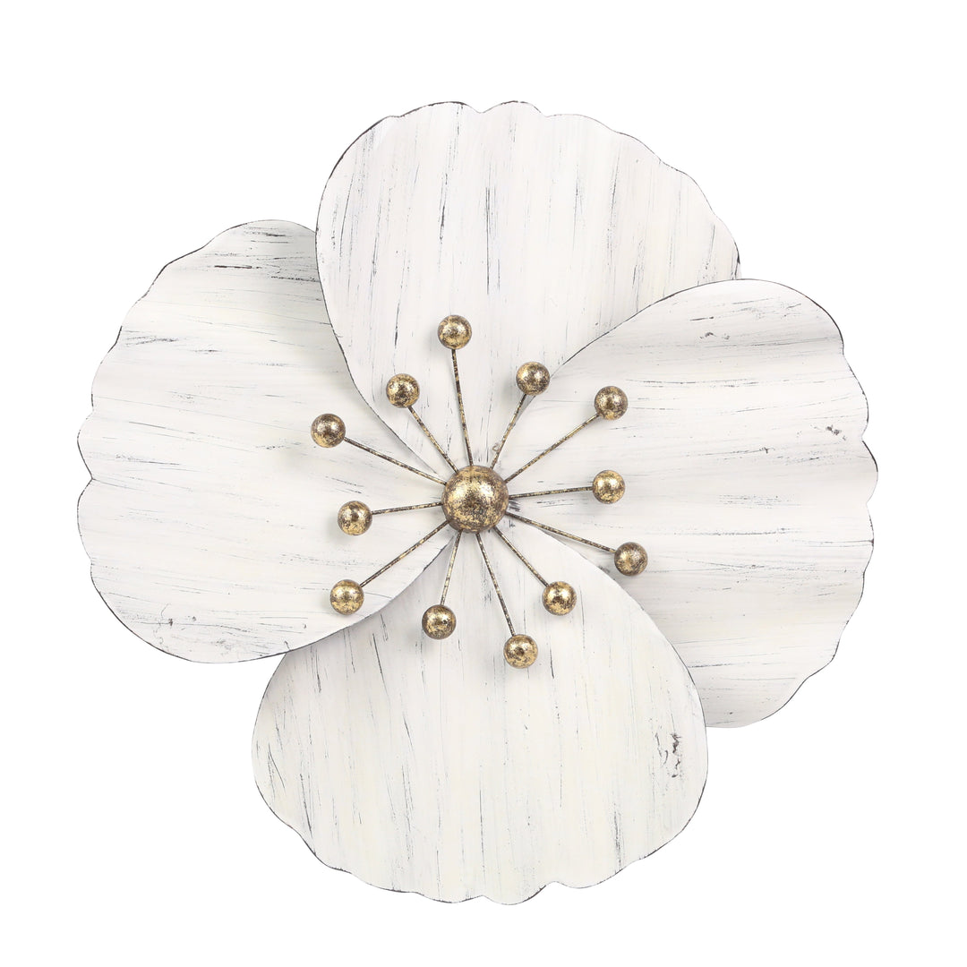 METAL 18" WALL FLOWER, WHITE, WB