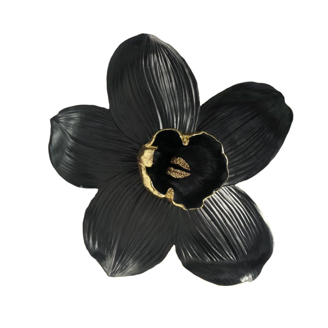 RESIN 18" ORCHID WALL HANGER,BLACK/GOLD