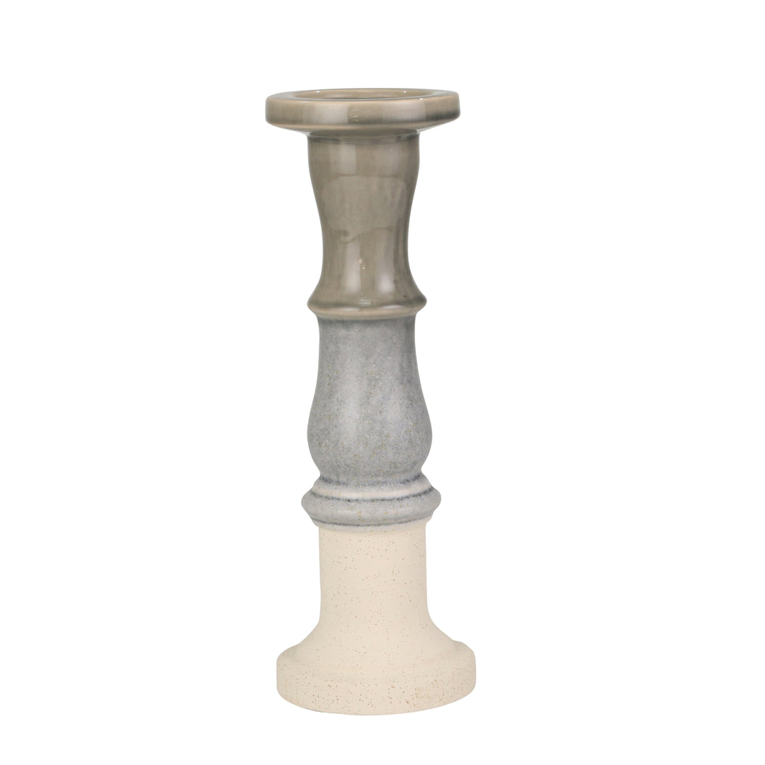 CERAMIC 16" CANDLE HOLDER, GRAY FADE MATT