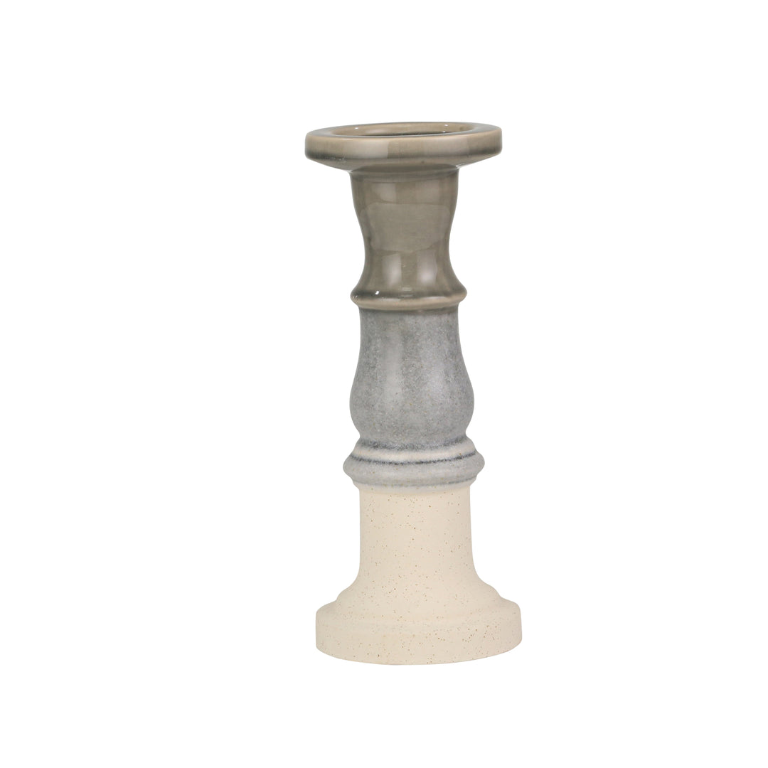 CERAMIC 13" CANDLE HOLDER, GRAY FADE MATT