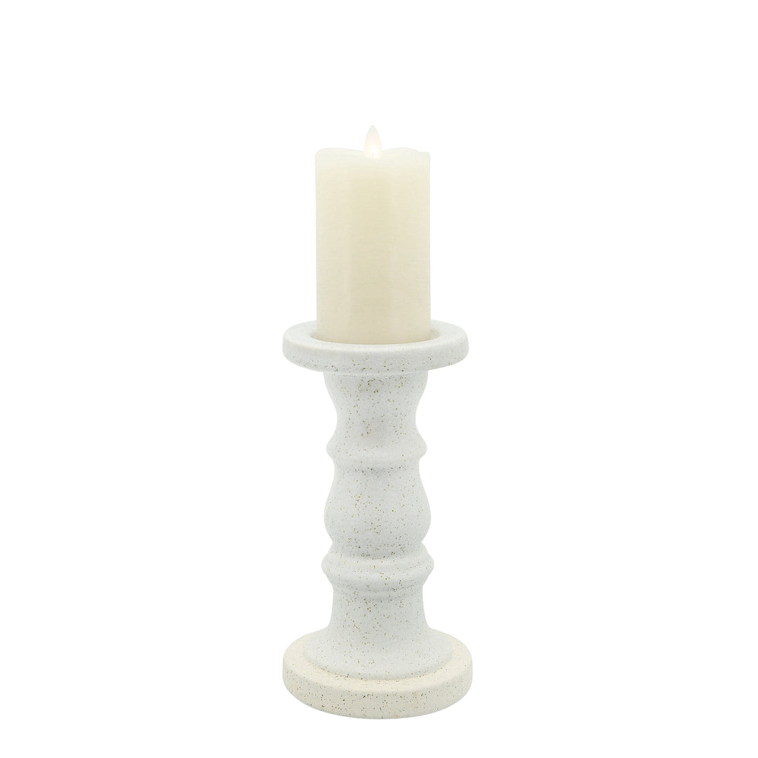 CERAMIC 10" CANDLE HOLDER, BEIGE FADE MATT