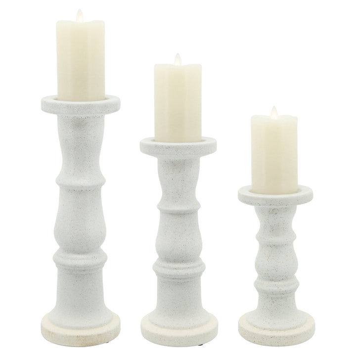 CERAMIC 10" CANDLE HOLDER, BEIGE FADE MATT