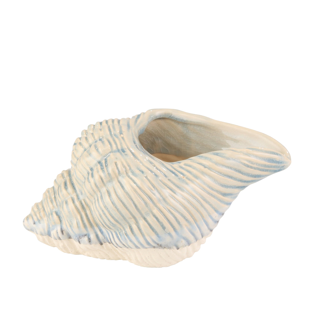 CERAMIC 11" SEASHELL PLANTER,LT BLUE