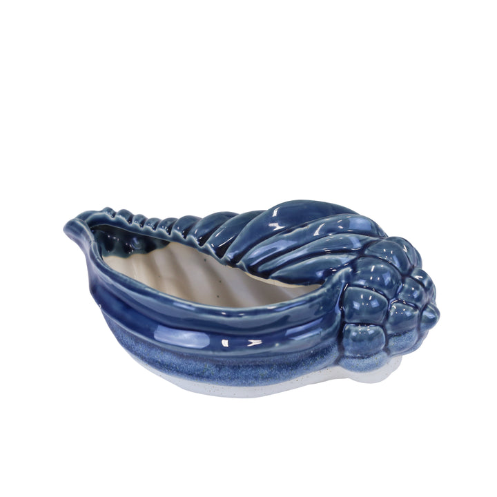 CERAMIC 11" SEASHELL PLANTER,GRAY BLU