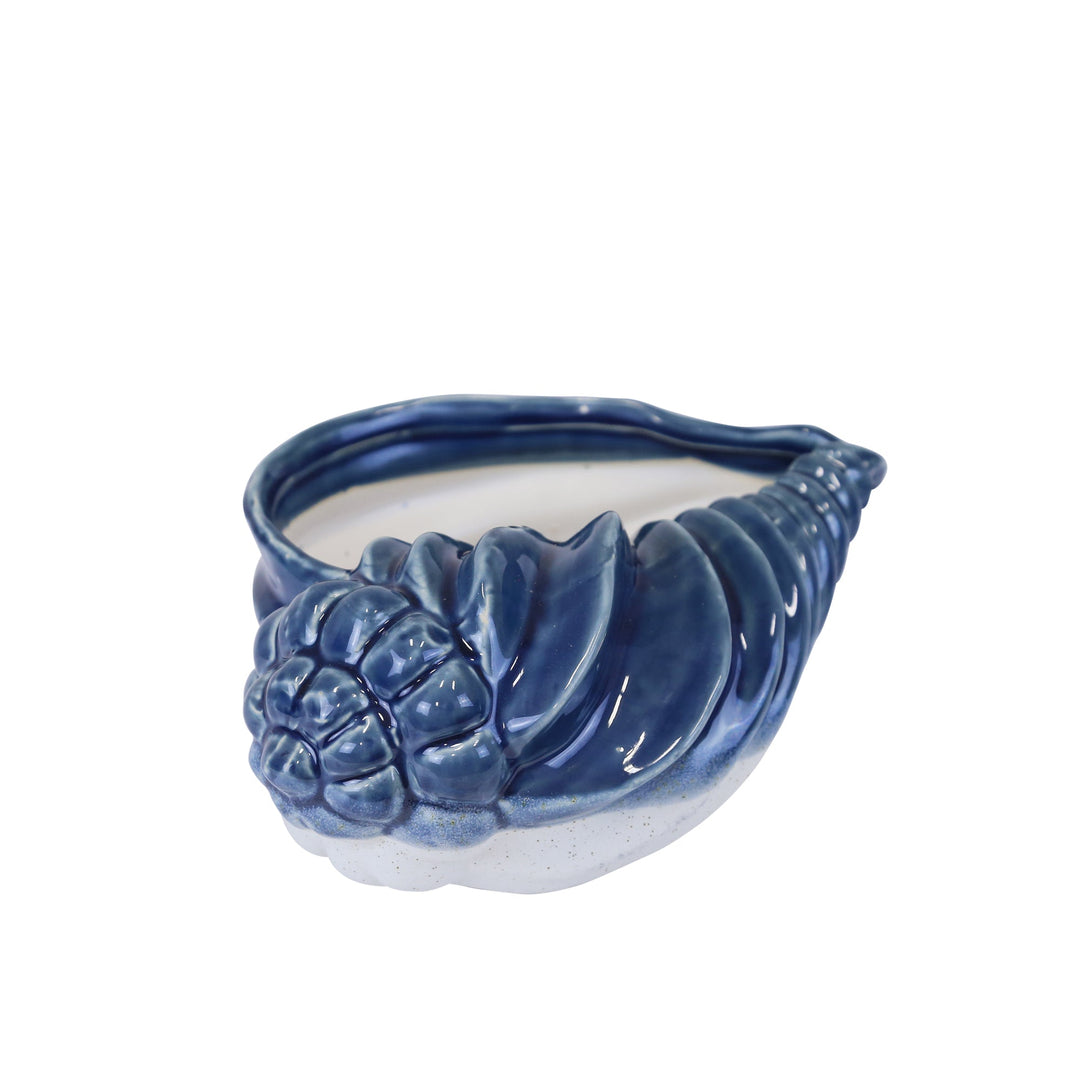 CERAMIC 11" SEASHELL PLANTER,GRAY BLU