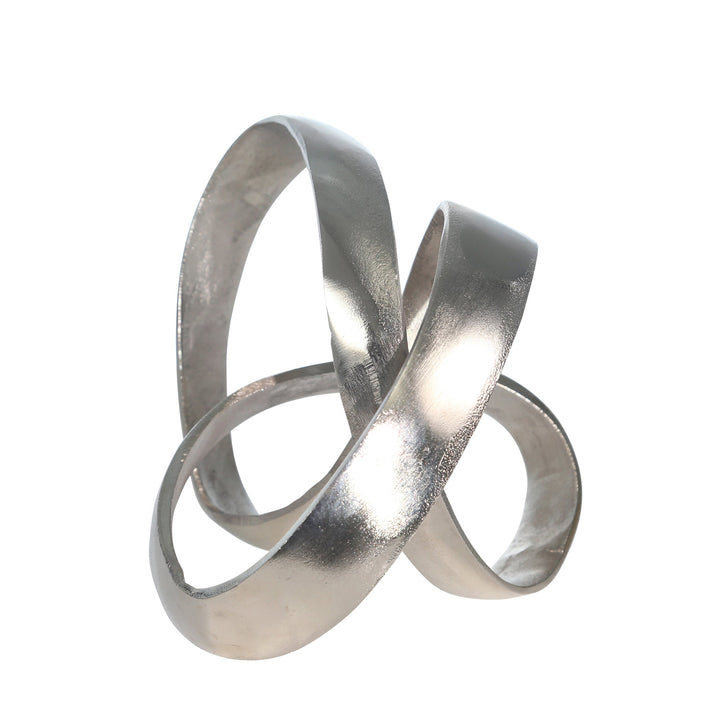 ALUMINUM KNOT SCULPTURE, 7", SILVER MATTE