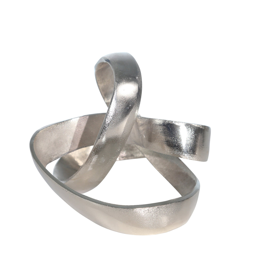 ALUMINUM KNOT SCULPTURE, 7", SILVER MATTE