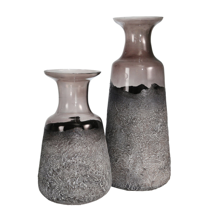 GLASS 20" VASE, GRAY