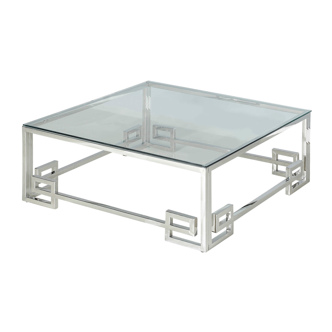 STAINLESS STEEL, COFFEE TABLE, SILVER/CLEAR GLASS