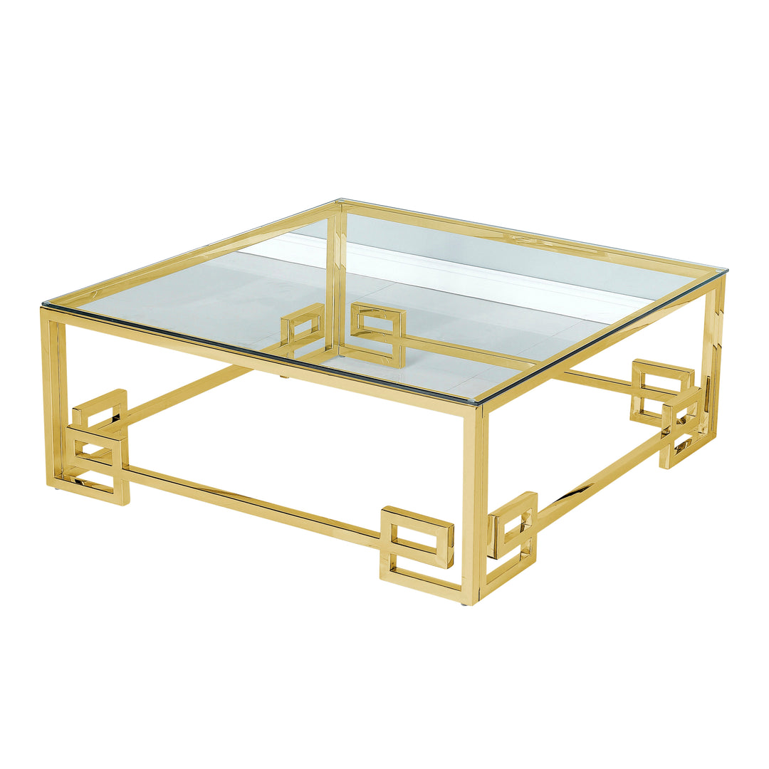 STAINLESS STEEL, COFFEE TABLE, GOLD/CLEAR GLASS