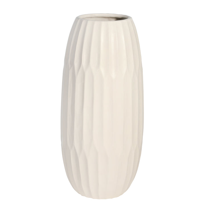 CERAMIC 16" VASE , WHITE