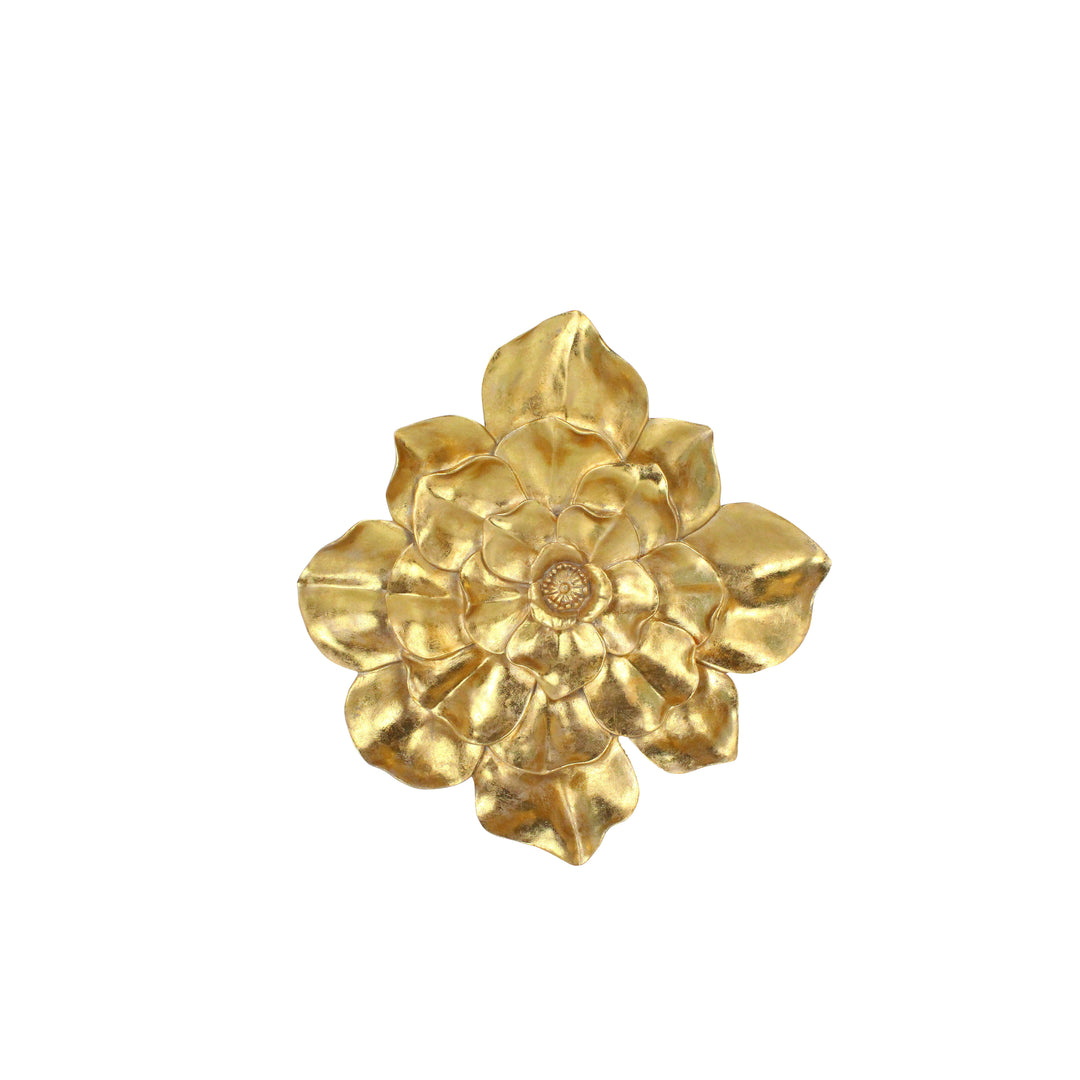 RESIN 13" WALL FLOWER, GOLD