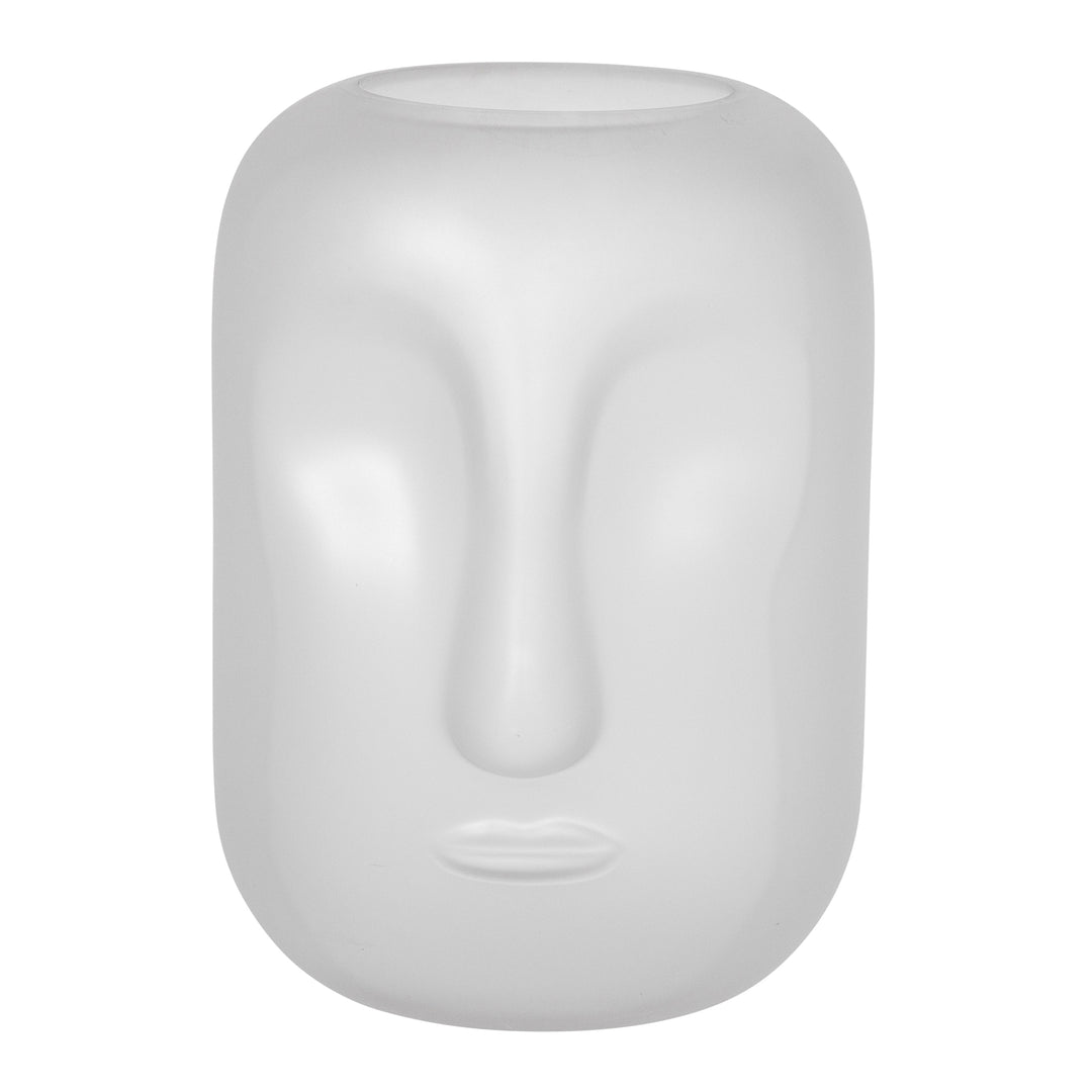 GLASS 10" FACE VASE, WHITE