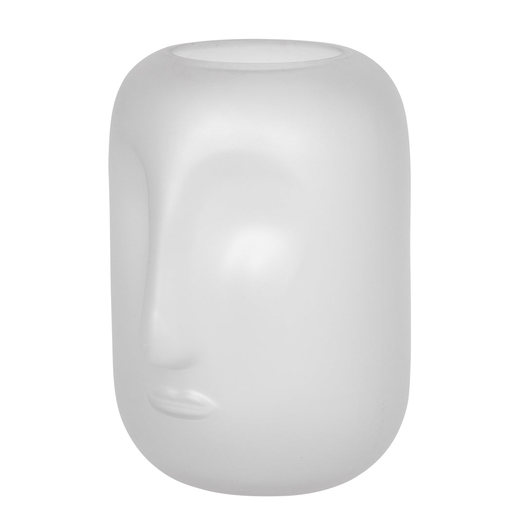 GLASS 10" FACE VASE, WHITE