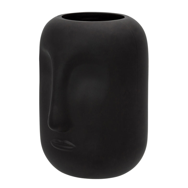 GLASS 10" FACE VASE, BLACK