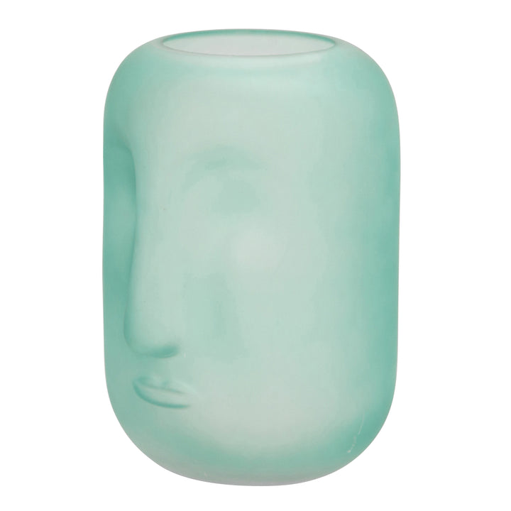 GLASS 10" FACE VASE, GREEN