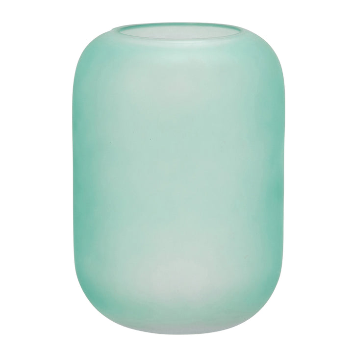 GLASS 10" FACE VASE, GREEN