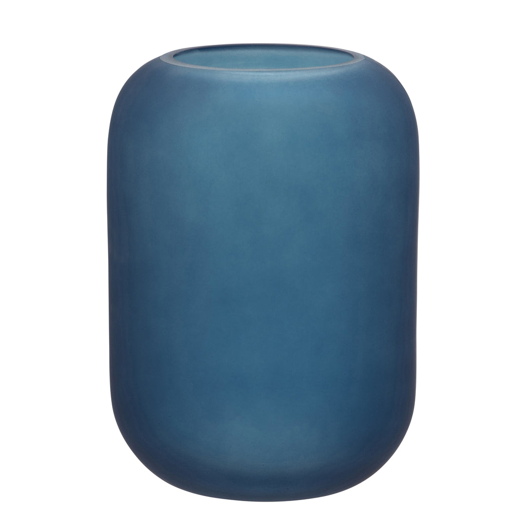 GLASS 10" FACE VASE, BLUE