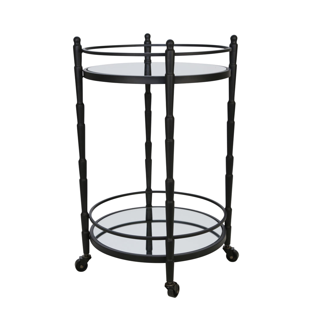 METAL 28" 2 TIER ROUND BAR CART, BLACK