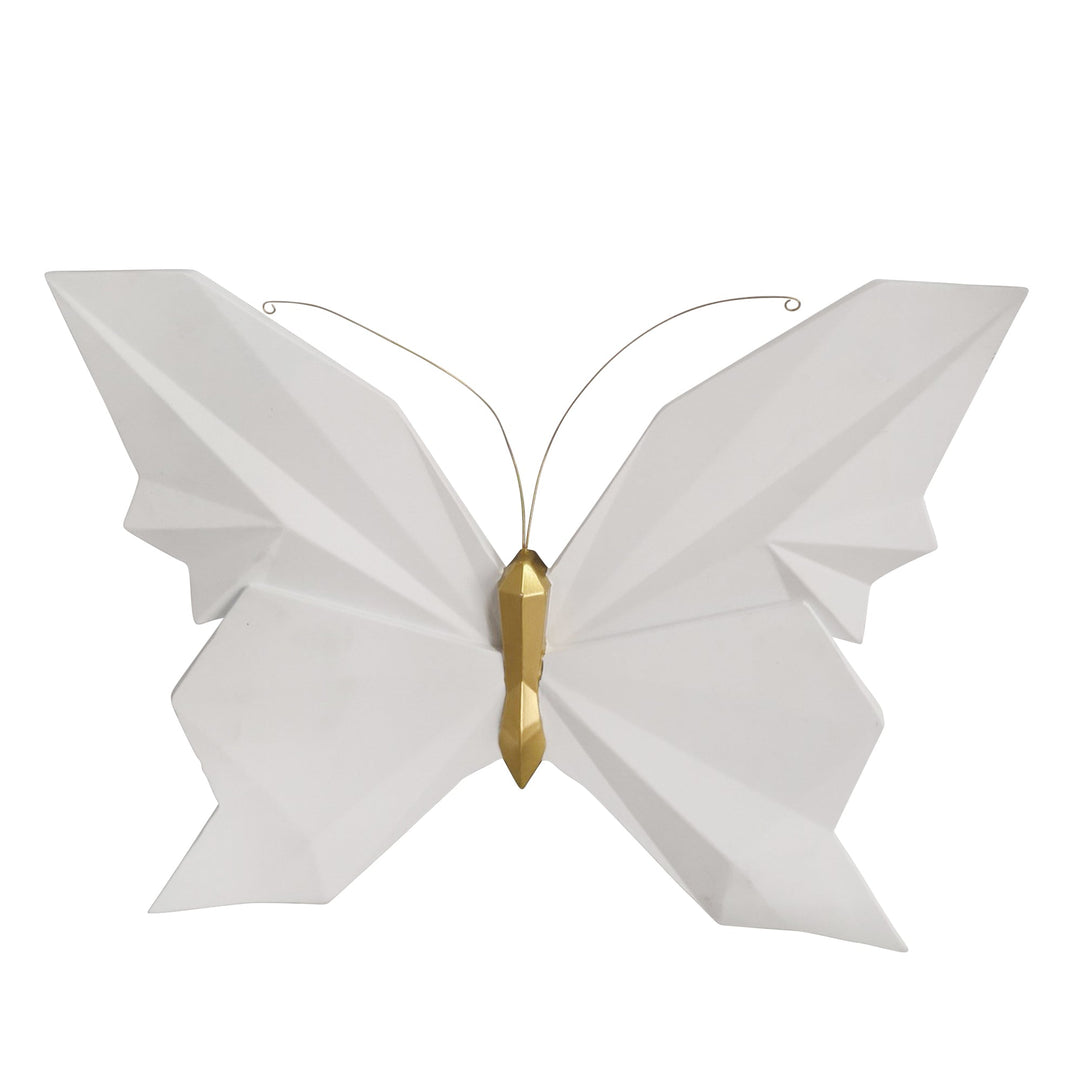 RESIN 15" W ORIGAMI BUTTERFLY WALL DECOR, WHITE WB