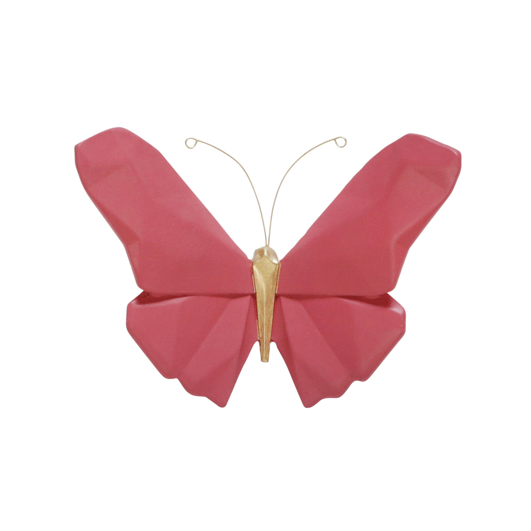 RESIN 6" W ORIGAMI BUTTERFLY WALL HANGING, PINK