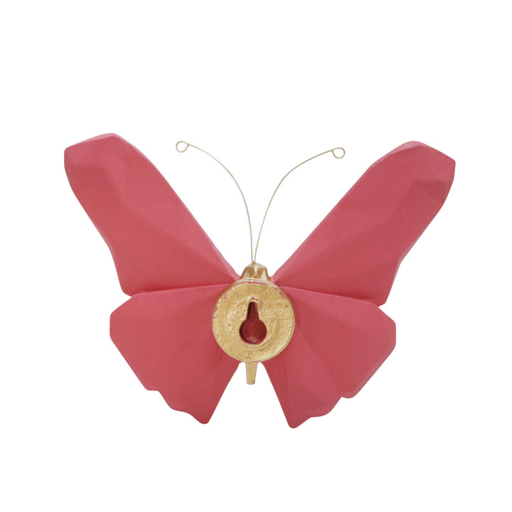 RESIN 6" W ORIGAMI BUTTERFLY WALL HANGING, PINK