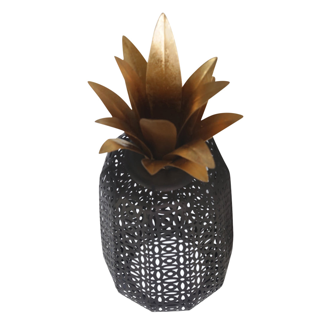 METAL 17" PINEAPPLE DECOR W/ CUTOUTS, BLACK