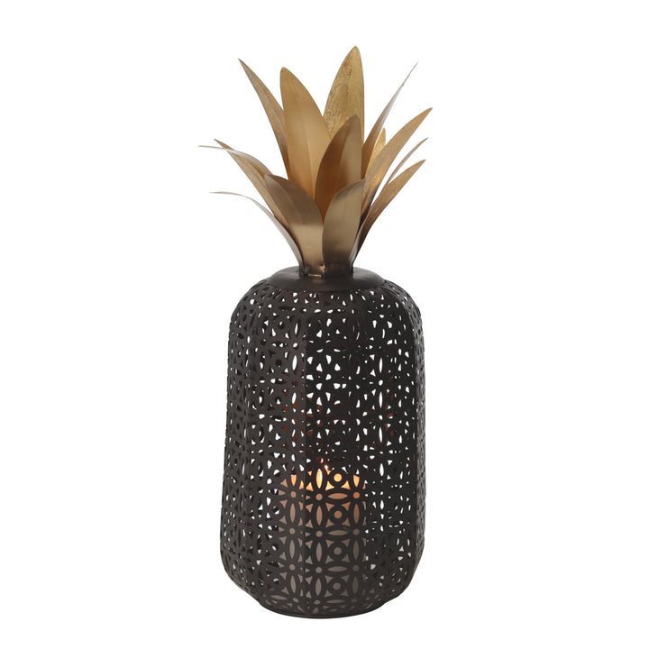 METAL 17" PINEAPPLE DECOR W/ CUTOUTS, BLACK