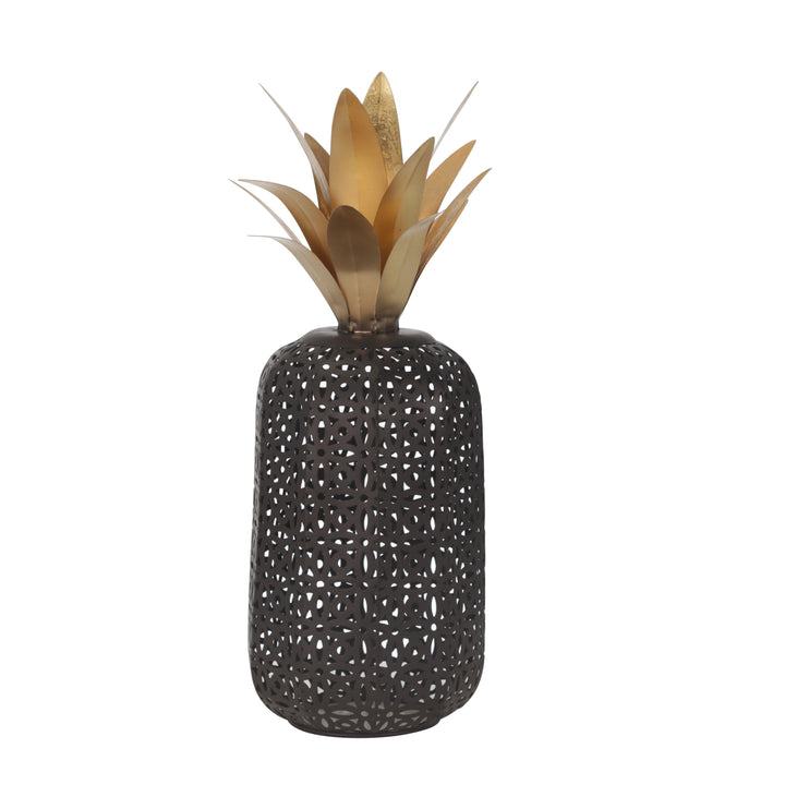 METAL 17" PINEAPPLE DECOR W/ CUTOUTS, BLACK