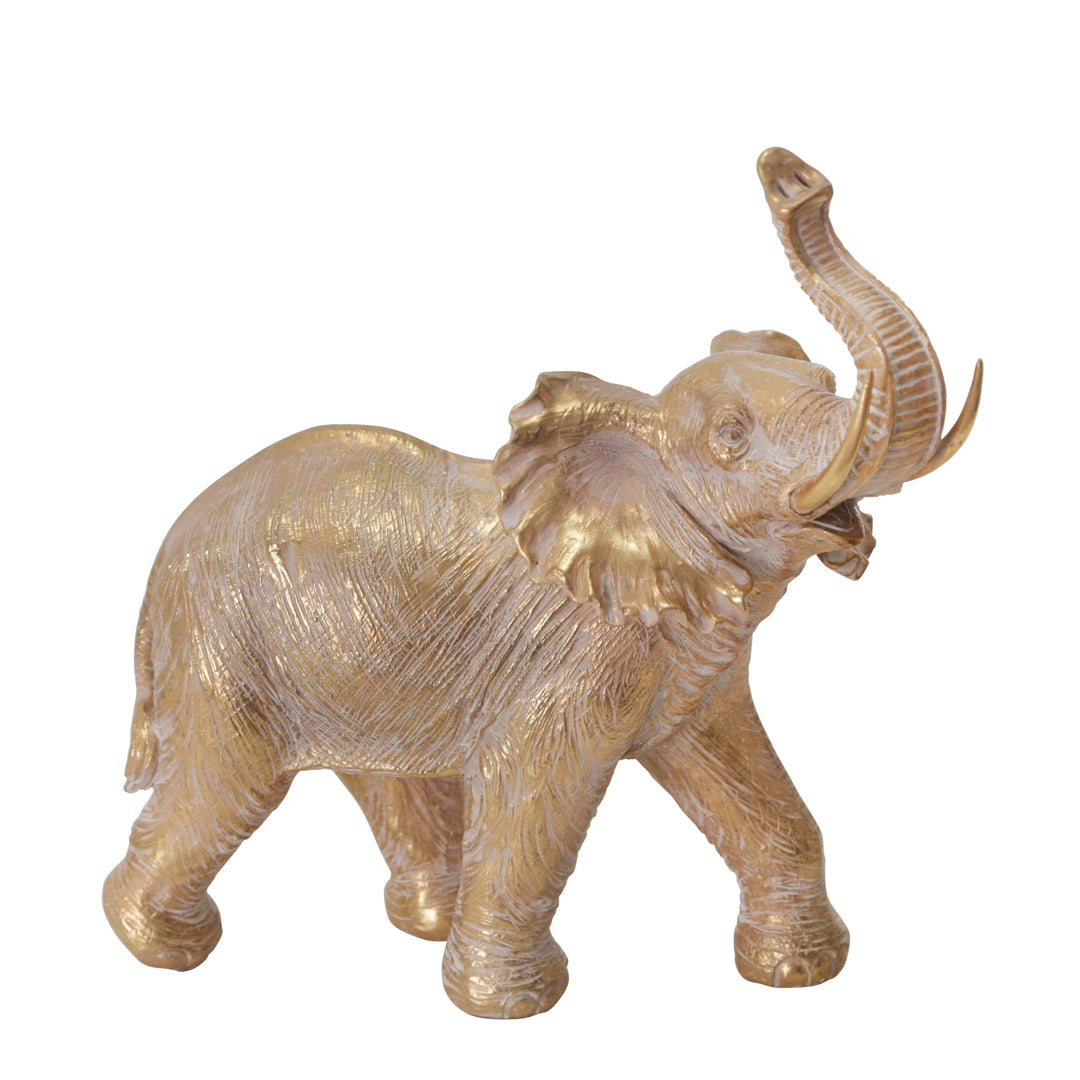 RESIN 12" ELEPHANT DECORATION,GOLD