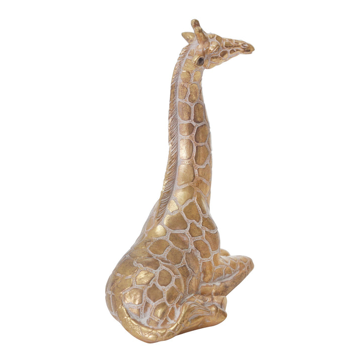 RESIN 10" SITTING GIRAFFE , GOLD