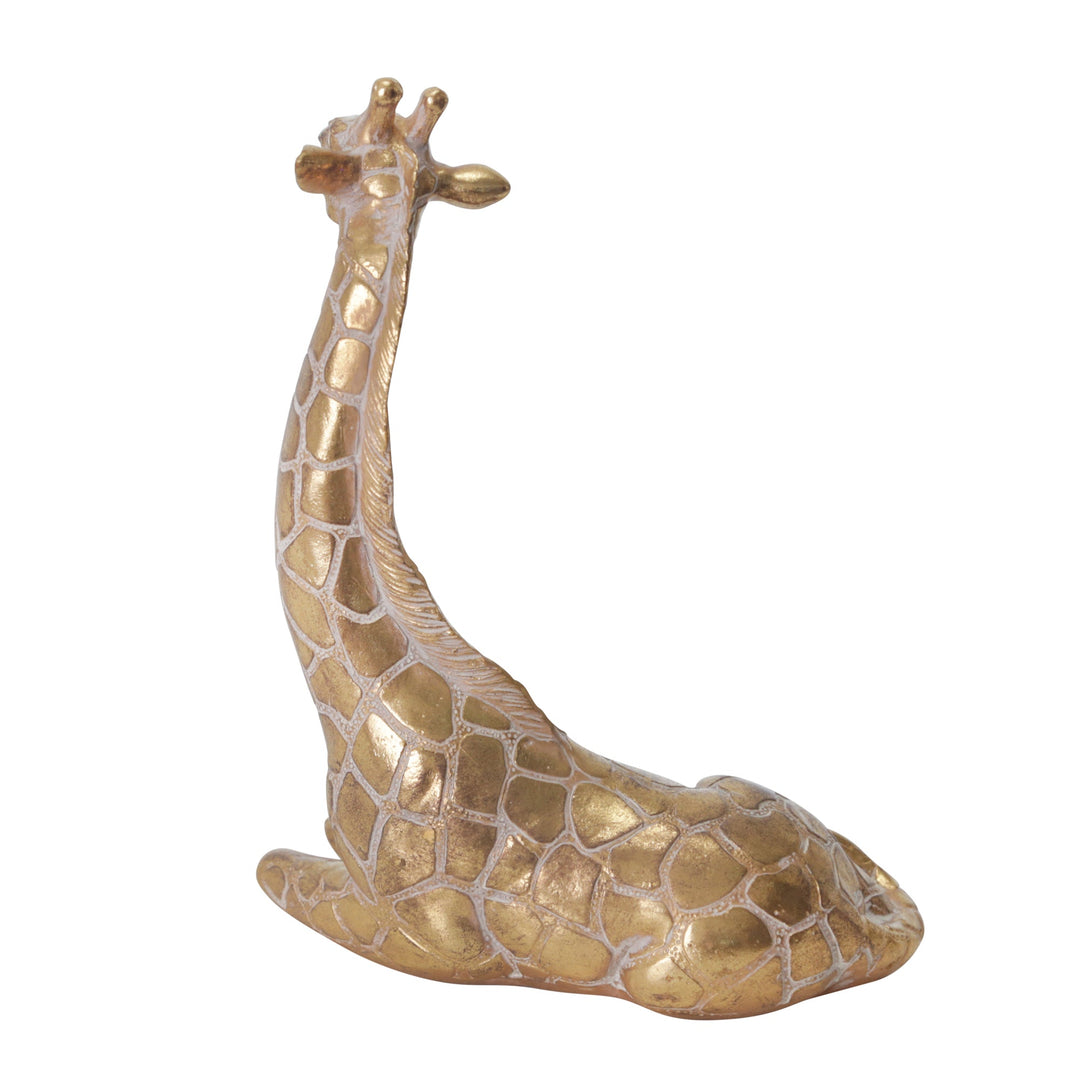 RESIN 10" SITTING GIRAFFE , GOLD